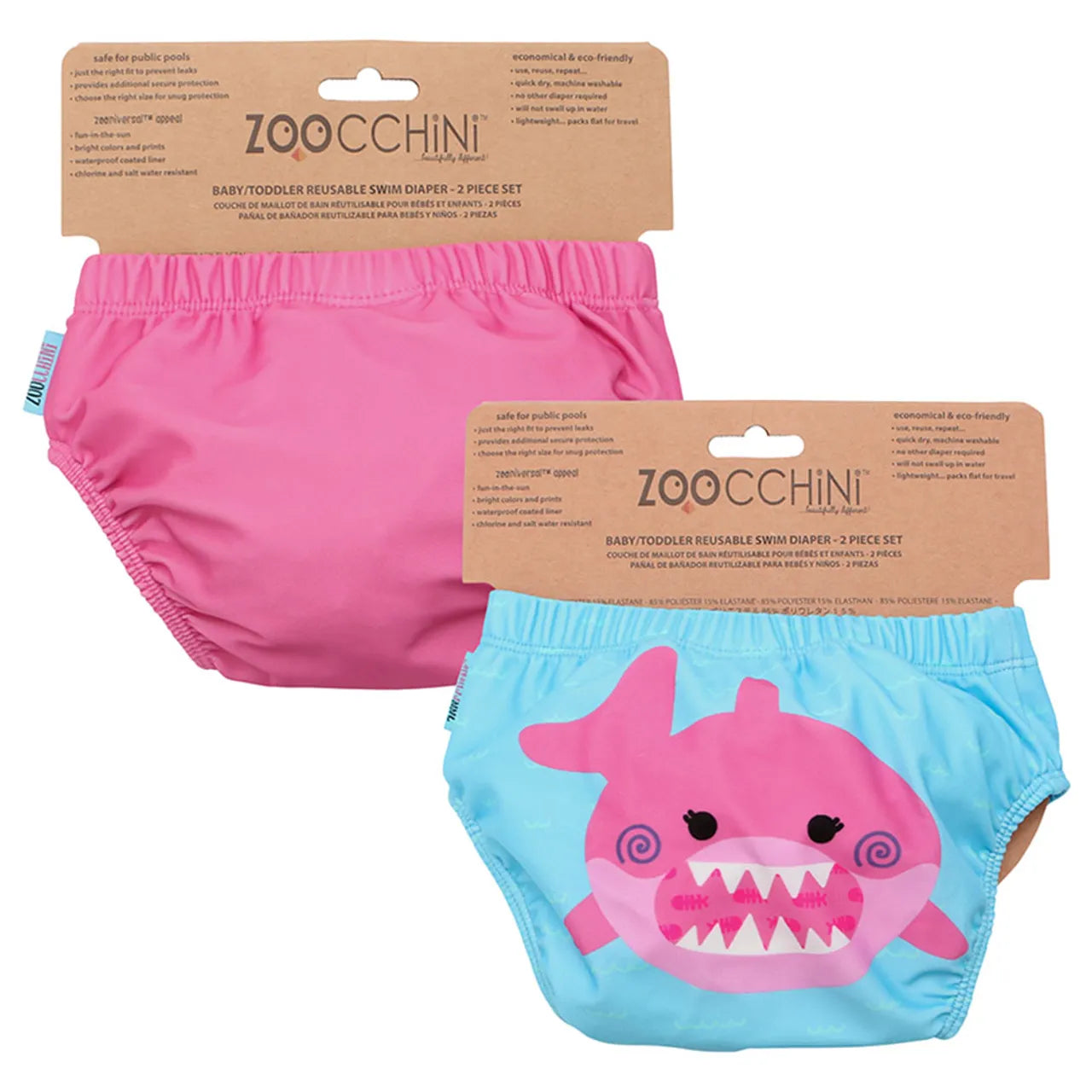 Zoocchini Reusable Cloth Pocket Diapers with 2 Inserts - Shark - Laadlee