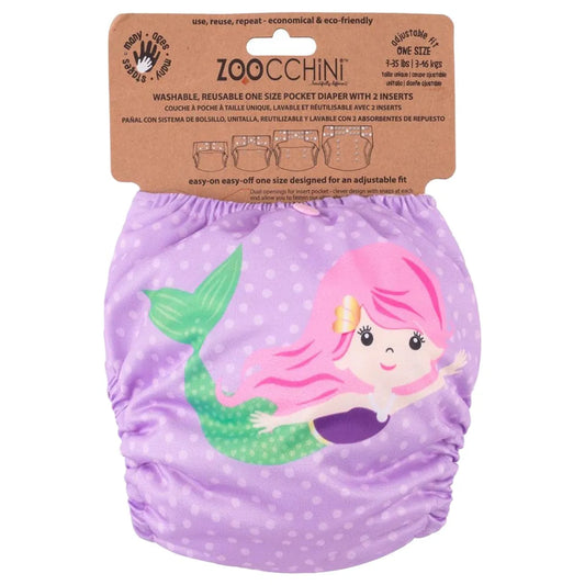 Zoocchini Reusable Cloth Pocket Diapers with 2 Inserts - Mermaid - Laadlee