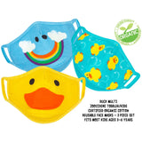 Zoocchini Kids Organic Reusable Cloth Face Masks 3 Pc Set - Duck - Laadlee