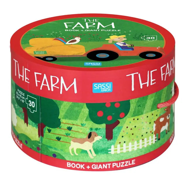 Sassi Book and Giant Puzzle Round Box - The Farm - Laadlee