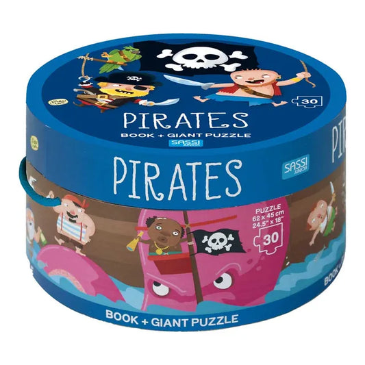 Sassi Book and Giant Puzzle Round Box - Pirates - Laadlee