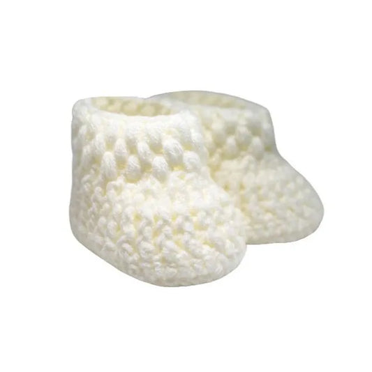 Pikkaboo Cuddles & Snuggles Crochet Baby Booties - White - Laadlee