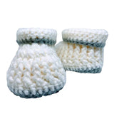 Pikkaboo Cuddles & Snuggles Crochet Baby Booties - White & Grey - Laadlee