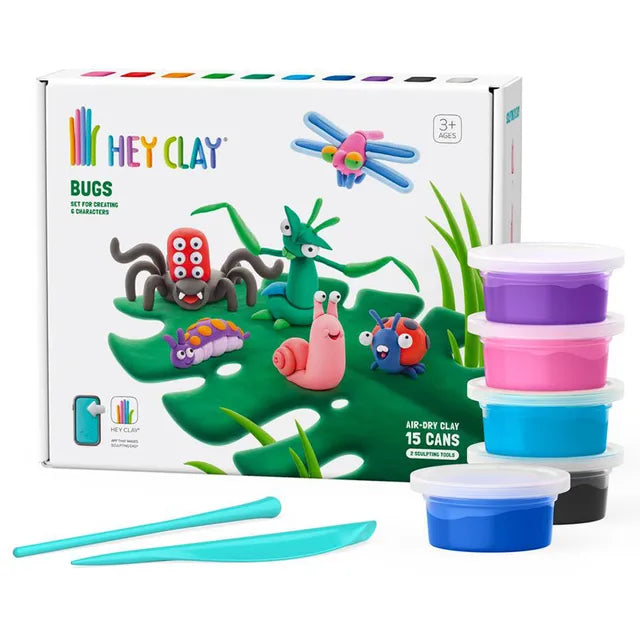 Hey Clay - DIY Bugs Plastic Modelling Air-Dry Clay - 6pcs - Laadlee