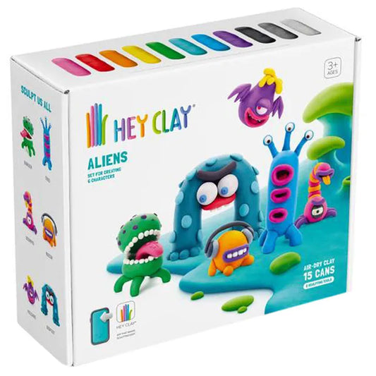 Hey Clay - DIY Aliens Plastic Modelling Air-Dry Clay - 6pcs - Laadlee