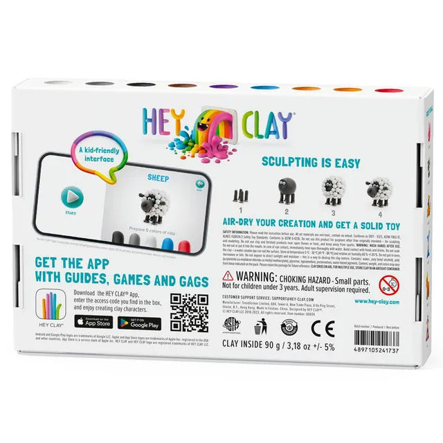 Hey Clay - DIY Animals Plastic Modelling Air-Dry Clay - 6pcs - Laadlee