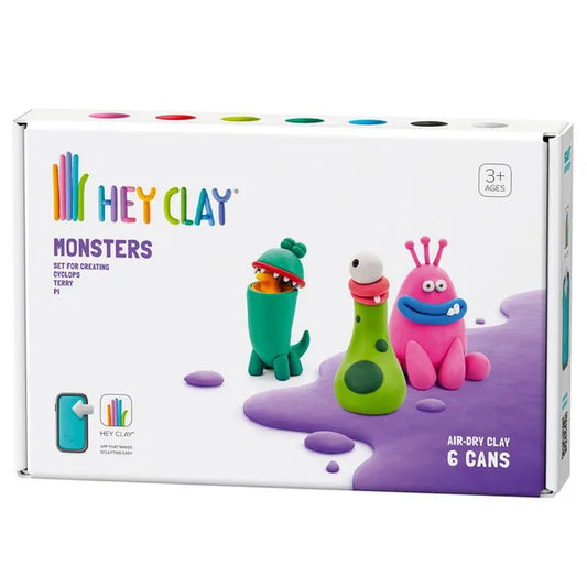 Hey Clay - DIY Monsters Plastic Modelling Air-Dry Clay - 6pcs - Laadlee