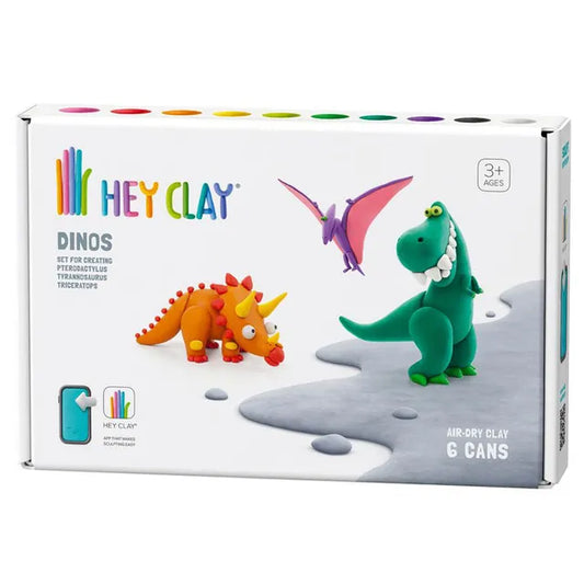 Hey Clay - DIY Dinos Plastic Modelling Air-Dry Clay - 6pcs - Laadlee