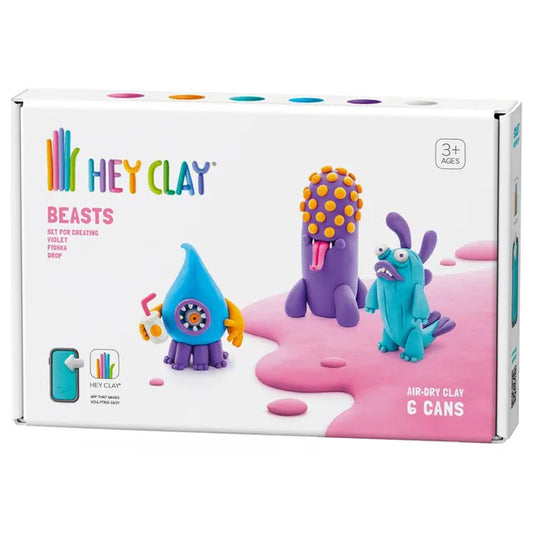Hey Clay - DIY  Beasts Plastic Modelling Air-Dry Clay - 6pcs - Laadlee
