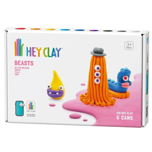 Hey Clay - DIY Beasts Plastic Modelling Air-Dry Clay - 6 pcs - Laadlee