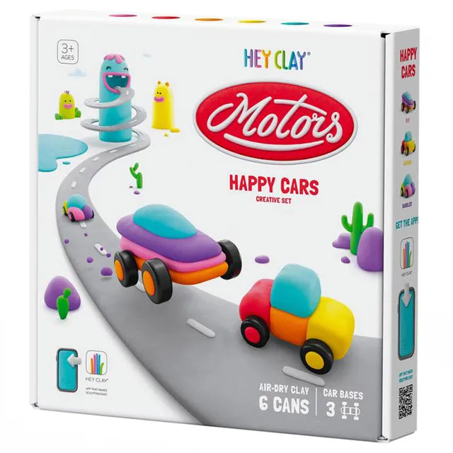 Hey Clay - Happy Cars Set Air-Dry Clay - 6pcs - Laadlee