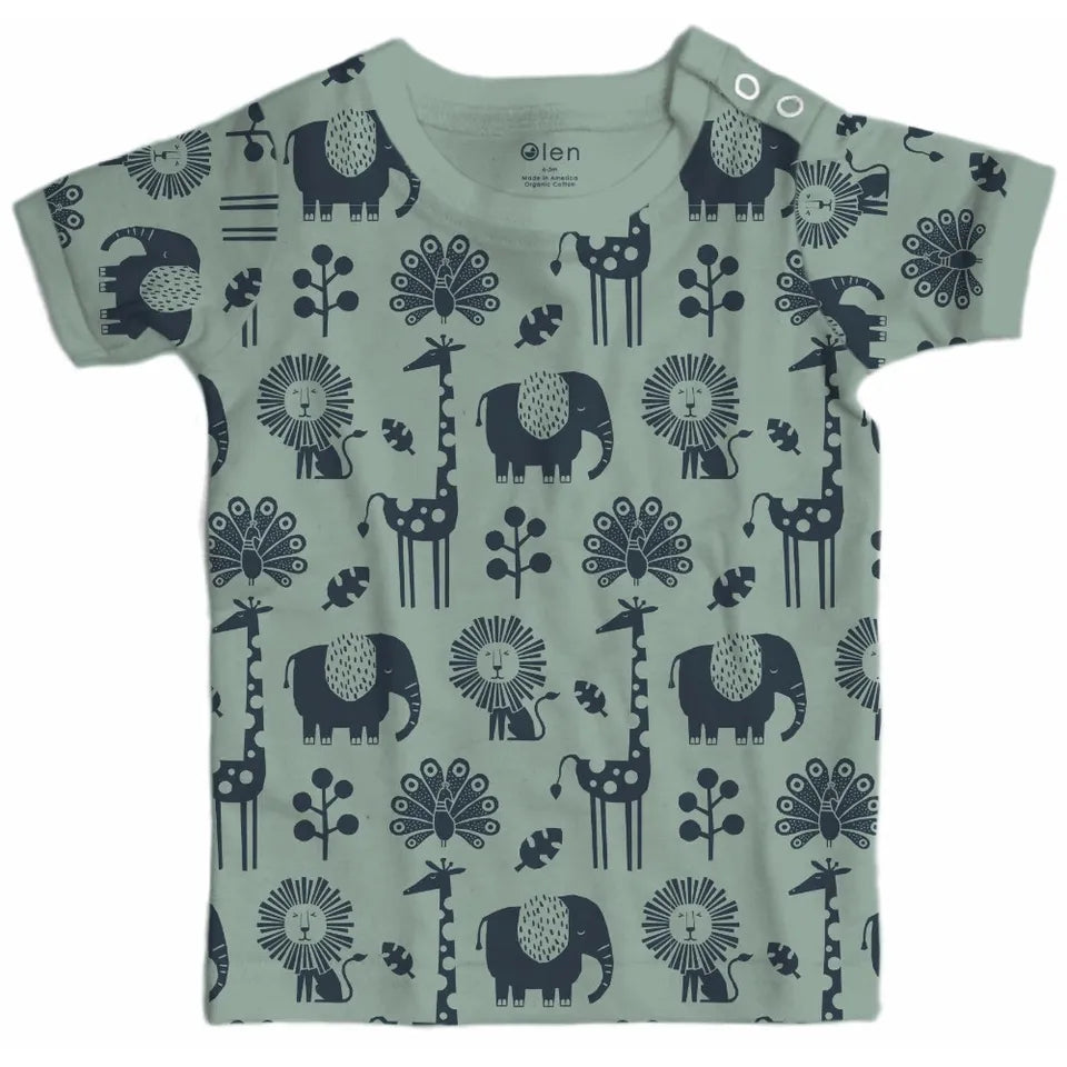 Olen Organic - Phia Printed On the Go Tee - Tea Green - Laadlee