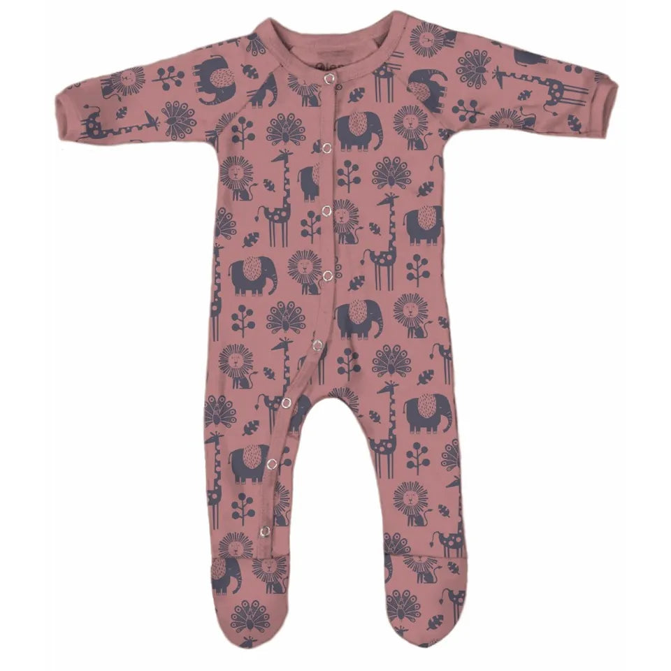 Olen Organic - Phia Printed Footed Pajama - Apricot - Laadlee