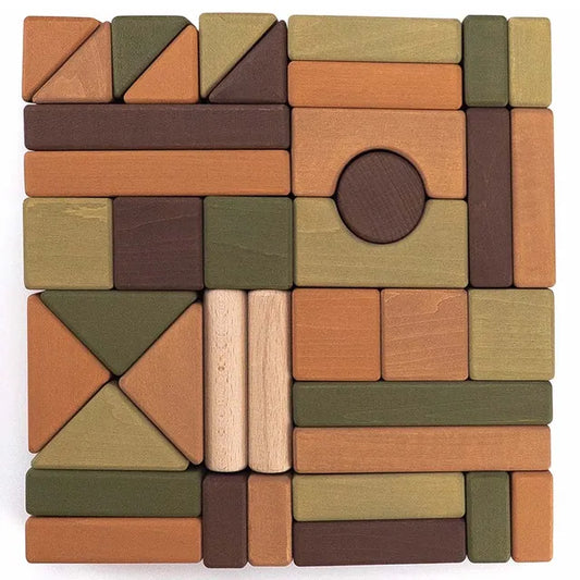 SABO Concept - Wooden Castle Building Blocks Set - Green and Brown - Laadlee