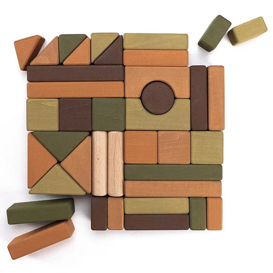 SABO Concept - Wooden Castle Building Blocks Set - Green and Brown - Laadlee