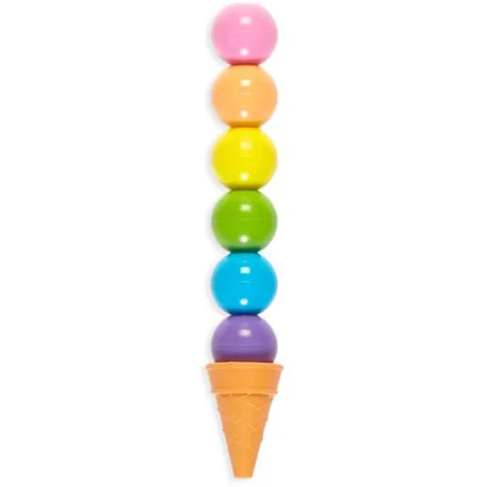 OOLY Rainbow Scoops Stacking Erasable Crayons + Scented Eraser - 6-in-1 - Laadlee