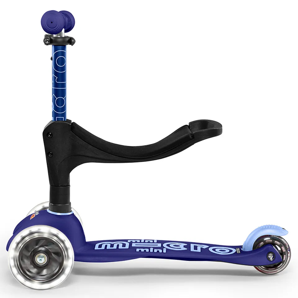 Micro Mini 3-in-1 Deluxe Plus Scooter with LED Wheels - Blue - Laadlee