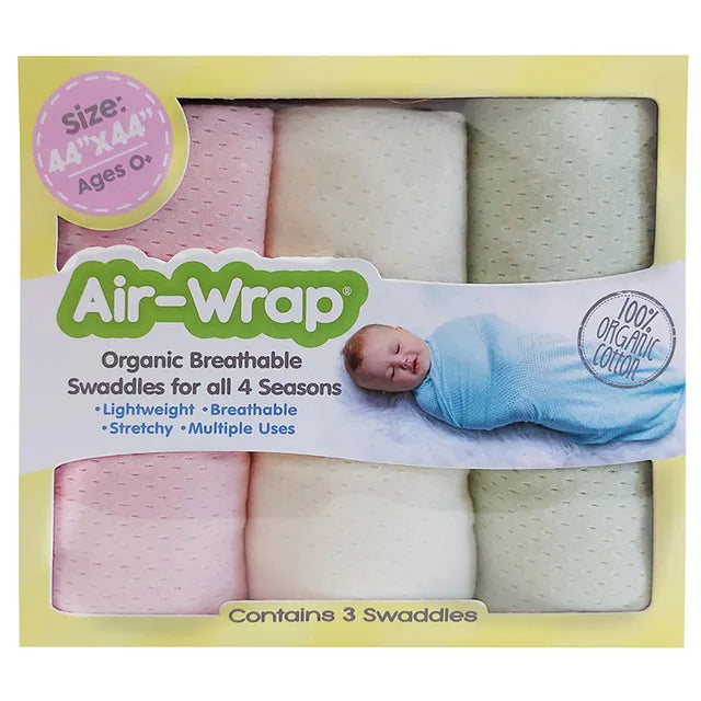 Woombie Old Fashioned Air Wrap - Pastel Pink, Cream, Pastel Green - Laadlee