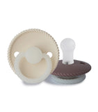 Frigg Rope Silicone Baby Pacifier 0-6M, 2Pack, Cream Night/Twilight Mauve Night - Size 1 - Laadlee