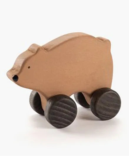 SABO Concept - Wooden Toy Rolling Bear - Brown - Laadlee