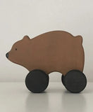 SABO Concept - Wooden Toy Rolling Bear - Brown - Laadlee