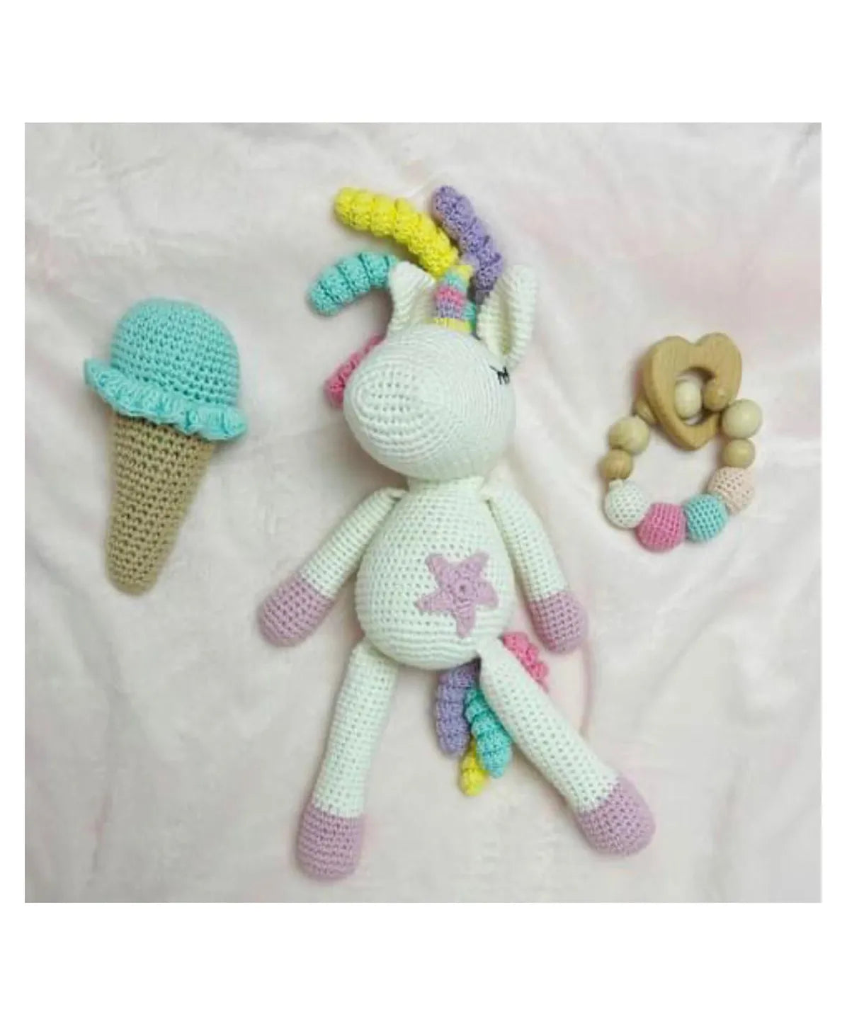 Pikkaboo Snuggle & Play Crocheted Unicorn Set - Laadlee