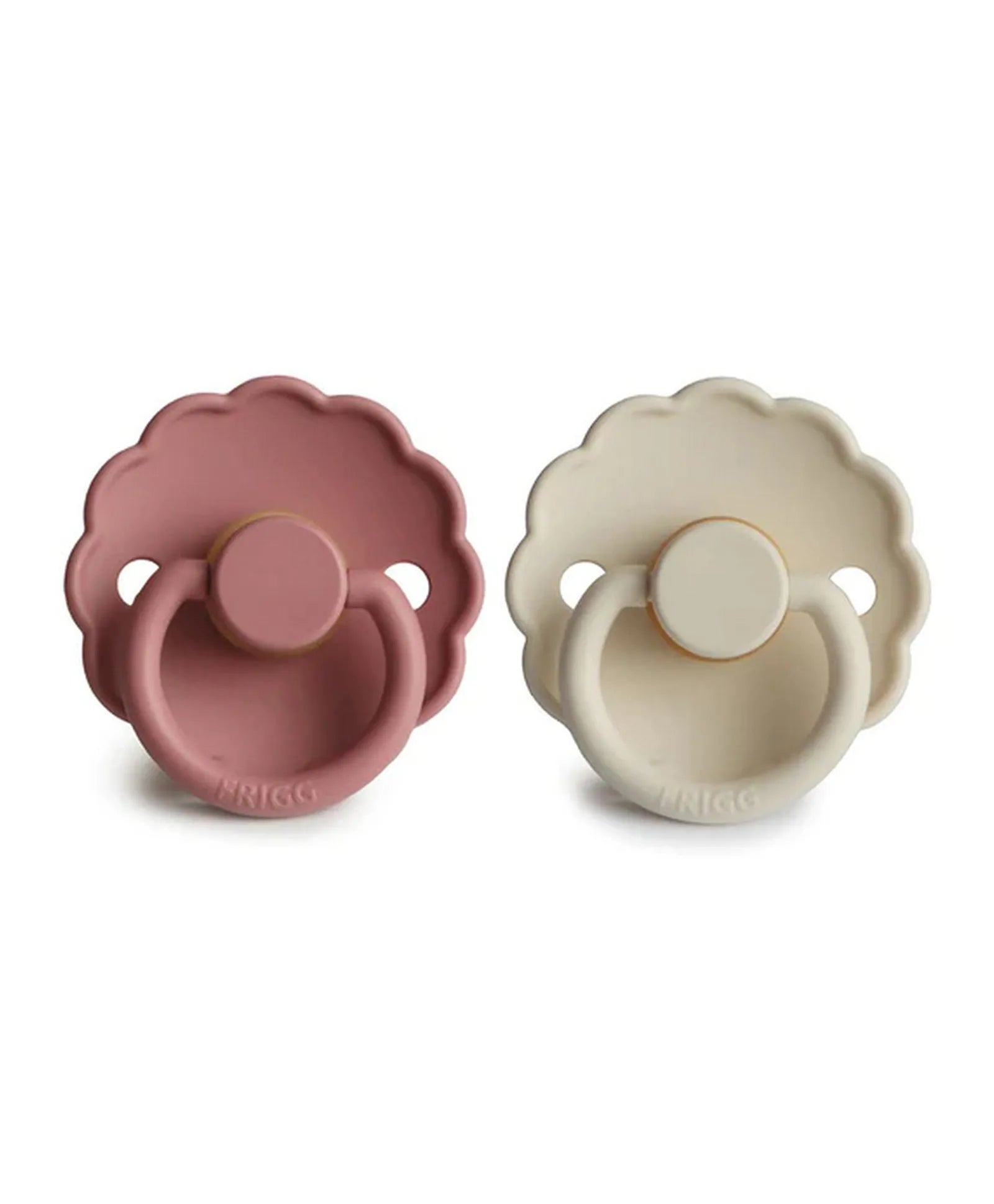 Frigg Daisy Latex Baby Pacifier 6M-18M, 2Pack, Powder Blush/Cream - Size 2 - Laadlee
