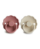 Frigg Daisy Latex Baby Pacifier 6M-18M, 2Pack, Powder Blush/Cream - Size 2 - Laadlee