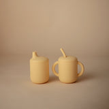 Mushie Silicone Training Cup + Straw Pale Daffodil - Laadlee