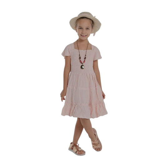 Forever Cute Dress with Necklace - Rose - Laadlee