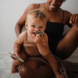 Frigg Daisy Silicone Baby Pacifier 0-6M, 2Pack, Rose Gold/Willow - Size 1 - Laadlee