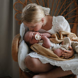 Mushie Knitted Baby Blanket Textured Dots Mustard Melange - Laadlee