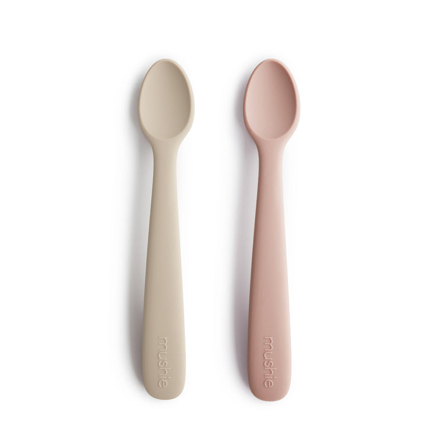 Mushie Silicone Baby Spoon Blush/Shifting Sand - Laadlee
