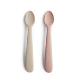 Mushie Silicone Baby Spoon Blush/Shifting Sand - Laadlee