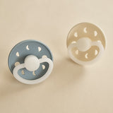 Frigg Moon Phase Silicone Baby Pacifier 6M-18M, 2Pack, Stone Blue Night/Cream Night - Size 2 - Laadlee
