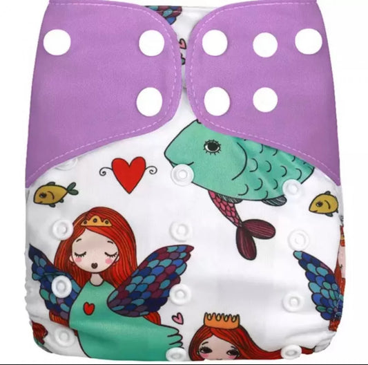 Pikkaboo - Diaper with Adjustable Snap Buttons - Mermaid - Laadlee