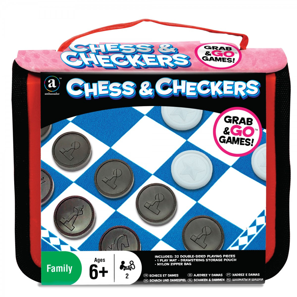 Ambassador - Grab & Go Games! - Travel Chess & Checkers - Laadlee