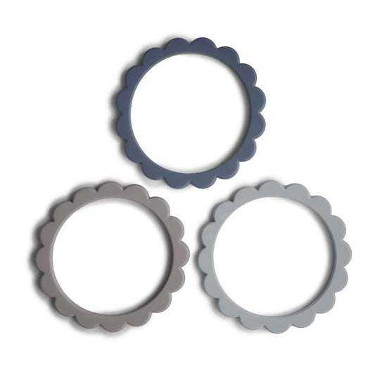 Mushie Flower Bracelet 3-Pack Dove Gray/Steel/Stone - Laadlee