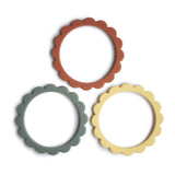 Mushie Flower Bracelet Teether 3-Pack Clay/Dried Thyme/Sunshine - Laadlee