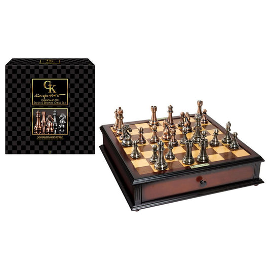 Ambassador - KASPAROV Grandmaster Silver & Bronze Chess Set - Laadlee