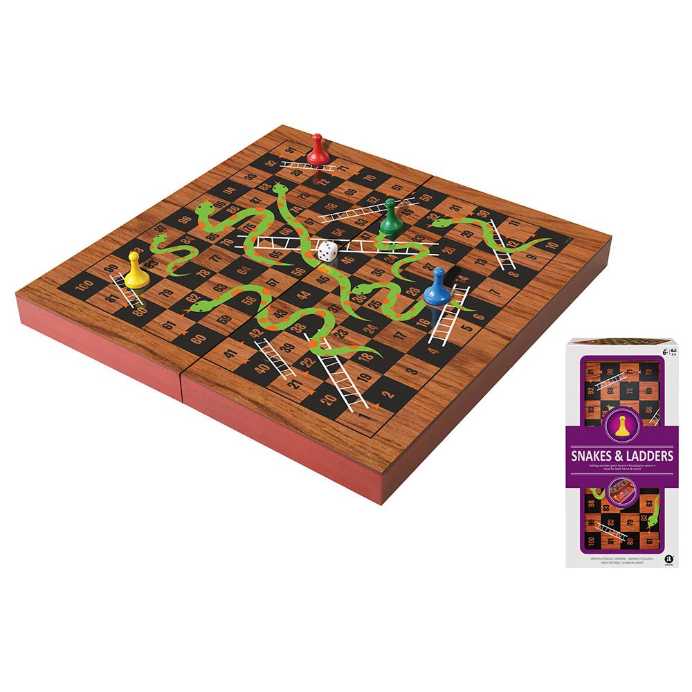 Ambassador - Folding Wood Snakes & Ladders Set - Laadlee