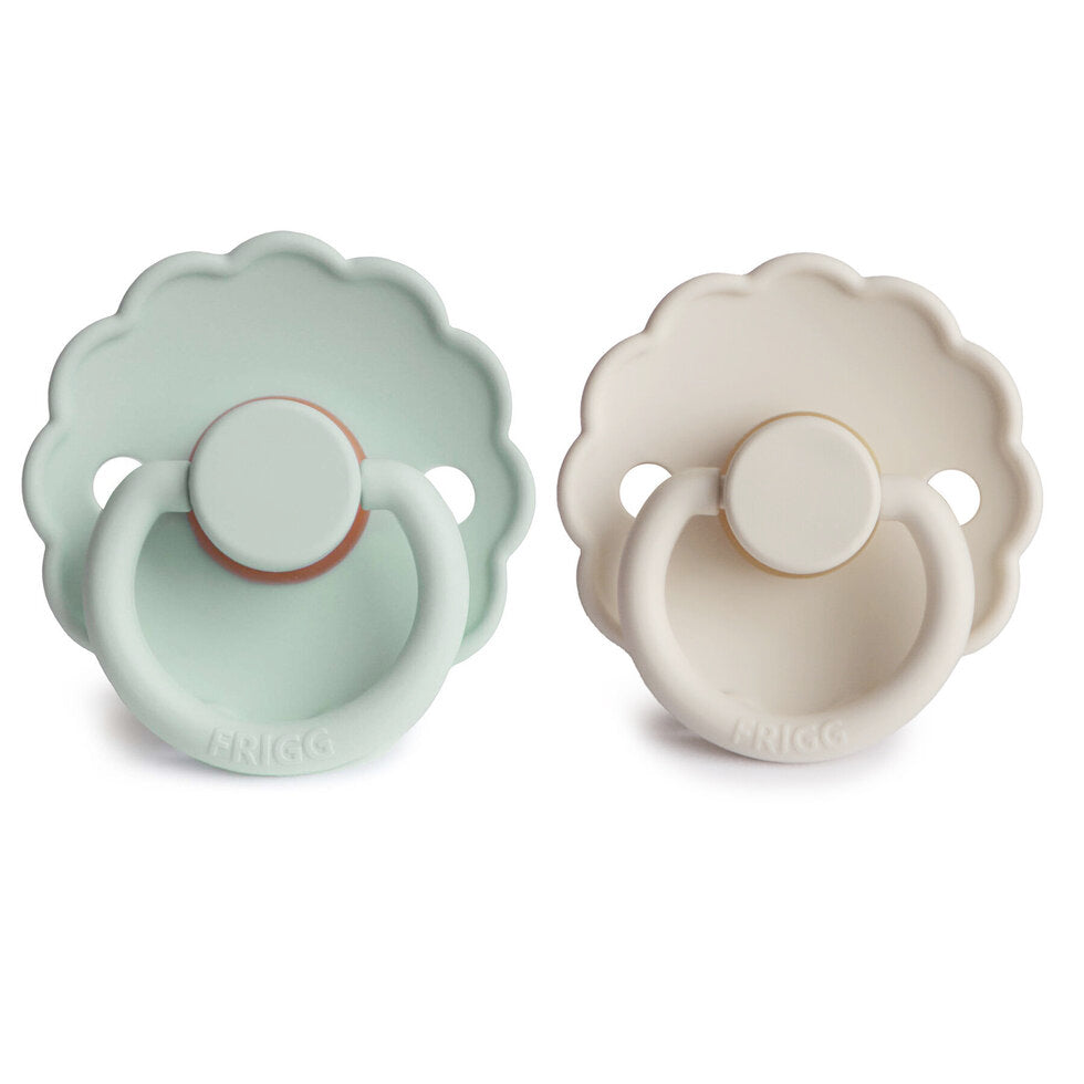 Frigg Daisy Latex Baby Pacifier 6M-18M, 2Pack, Seafoam/Cream - Size 2 - Laadlee