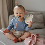 Frigg Daisy Silicone Baby Pacifier 6M - 18M, 2Pack, Honey Gold/Lily Pad - Size 2 - Laadlee