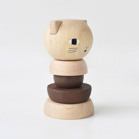 Wee Gallery - Wood Stacker Toy - Cat - Laadlee