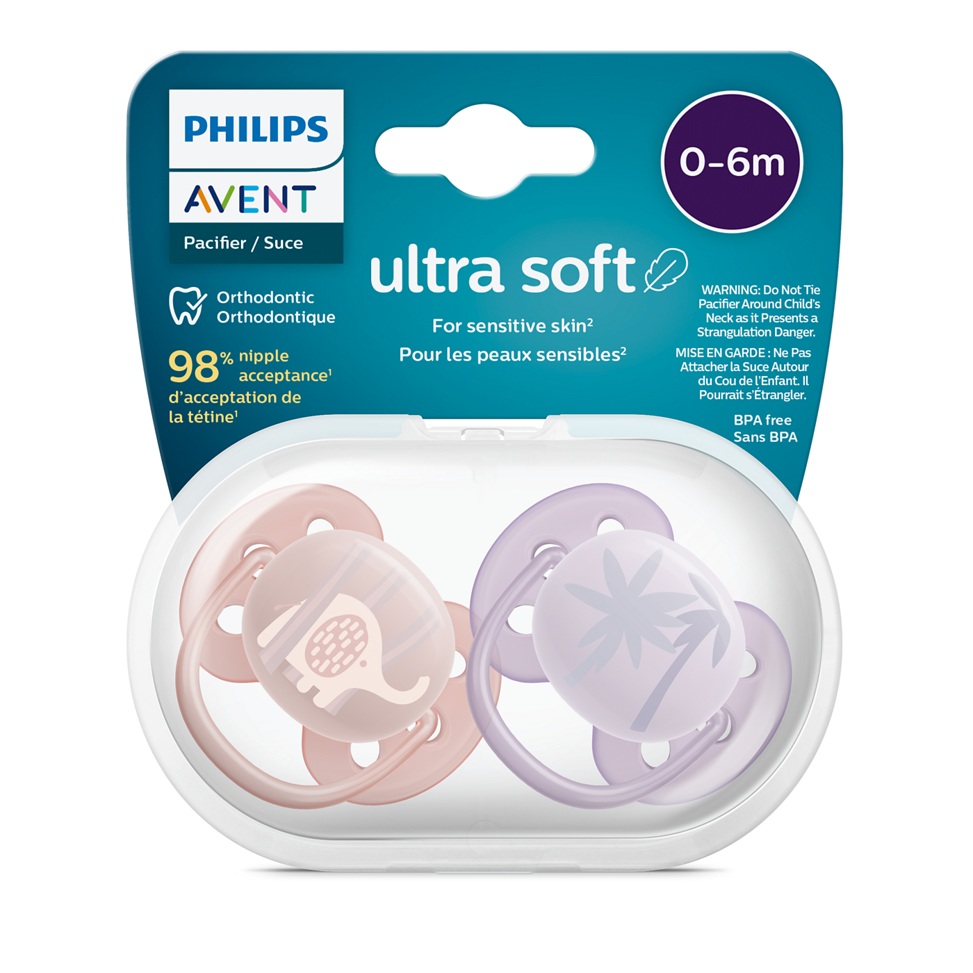 Philips Avent Ultra Soft Pacifier 0M-6M Girl - 2 Pcs