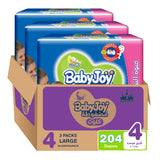 BabyJoy Cullotte Pants Diaper, Giant Pack Large Size 4, 9 - 14Kg - 204Pcs