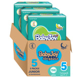 BabyJoy Compressed Diamond Pad Diaper, Mega Pack Junior Size 5, 14 - 25Kg - 156Pcs