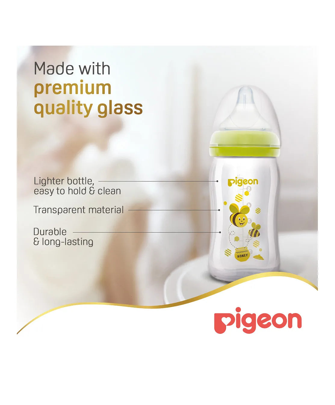 Pigeon Softouch Wide Neck Glass Bottle 160ml - Assorted