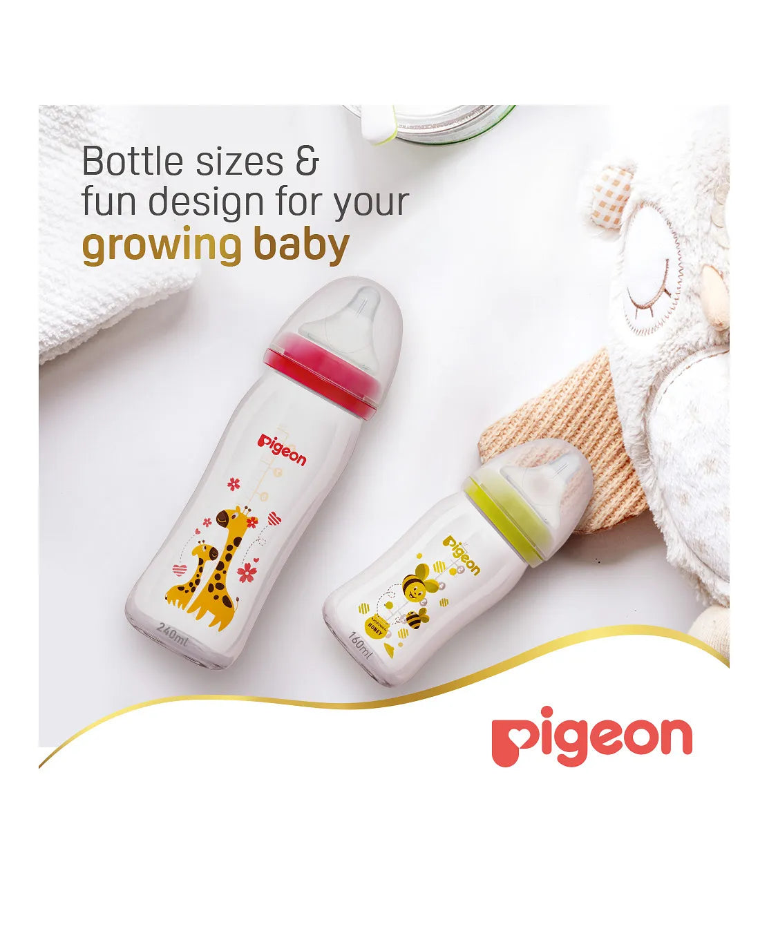 Pigeon Softouch Wide Neck Glass Bottle 160ml - Assorted