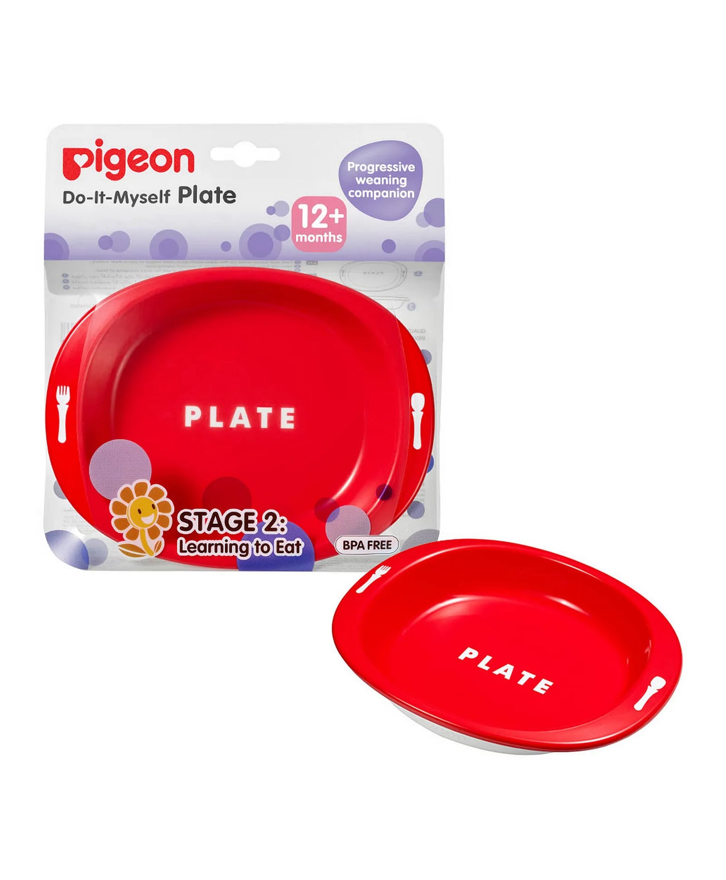 Pigeon Do-It-Myself Plate - Red